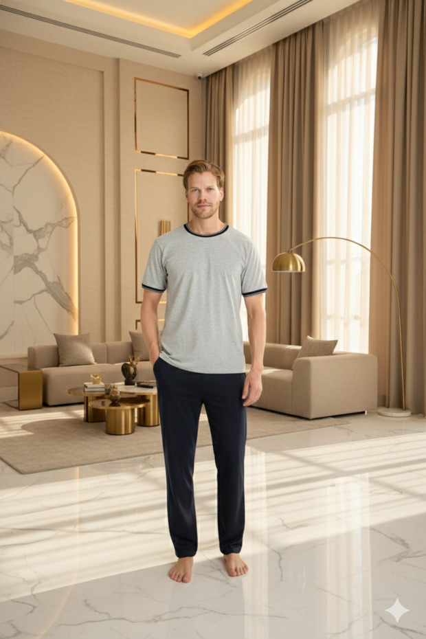 New Season 2026 Summer Men's O.Collar Luxury Design Pajama Set