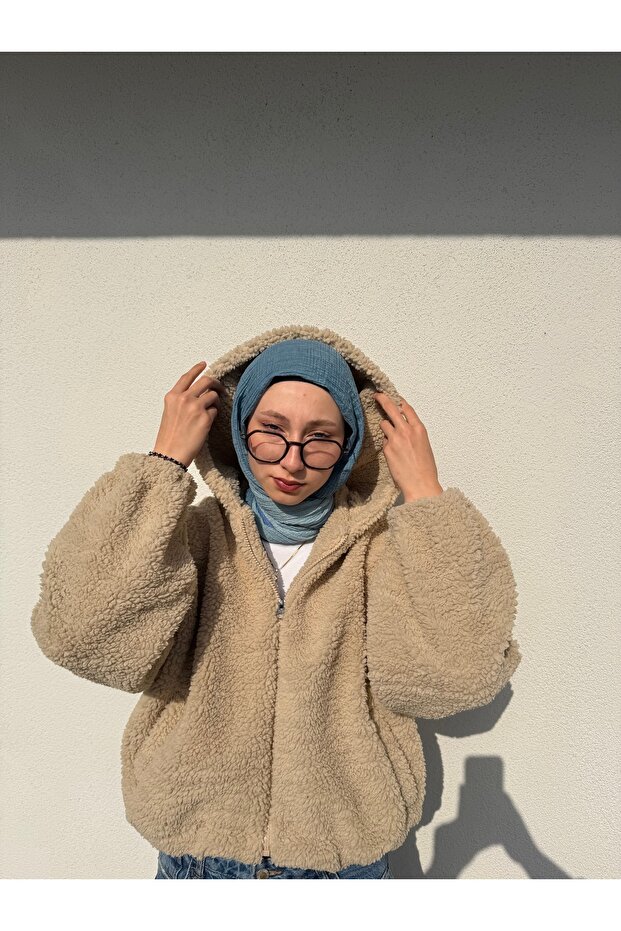 Kapuşonlu Kuzu Ceket - 2