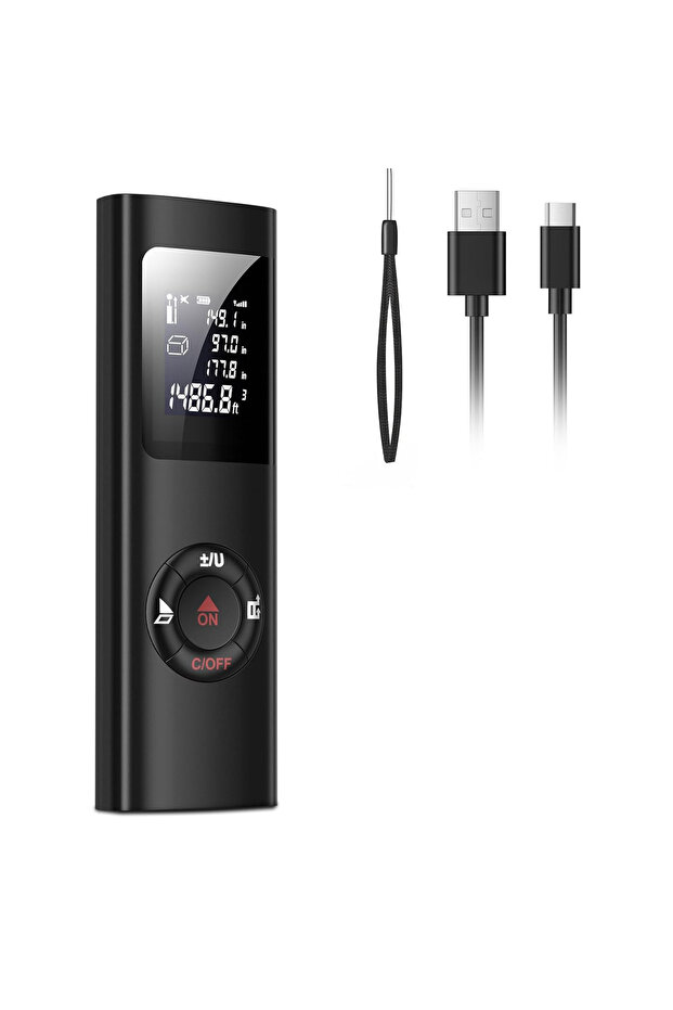 ABS Laser Distance Meter, Rechargeable, Handheld Laser Rangefinder, Measures Distance, Area, Volume