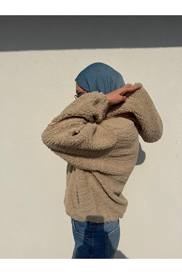 Kapuşonlu Kuzu Ceket - 4