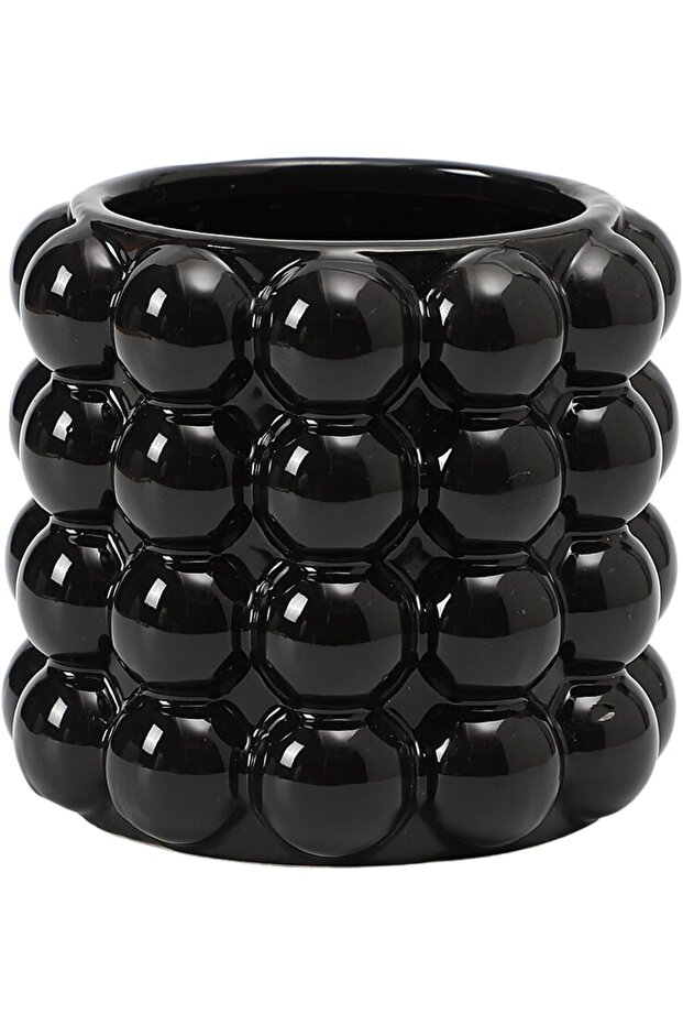 Black Bubble Ceramic Vase - Small 5 Inch Boho Flower Vase