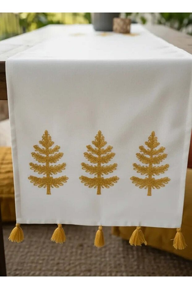 Nakışlı Keten Runner - 2