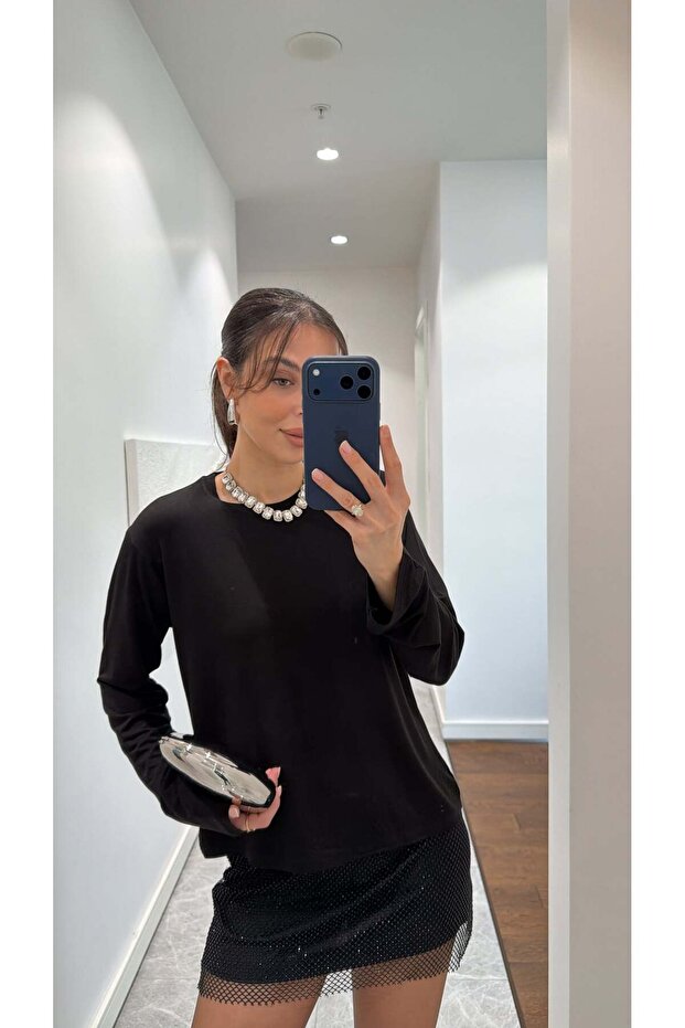 BİSİKLET YAKA BASİC BLUZ - 1