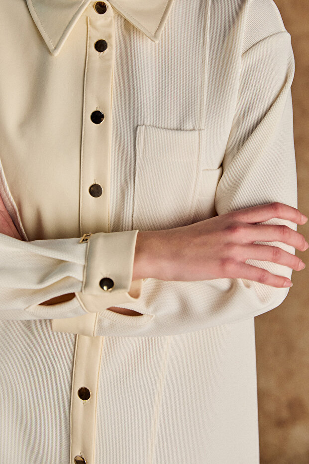 Deri Kombinli Örme Tunik - 5