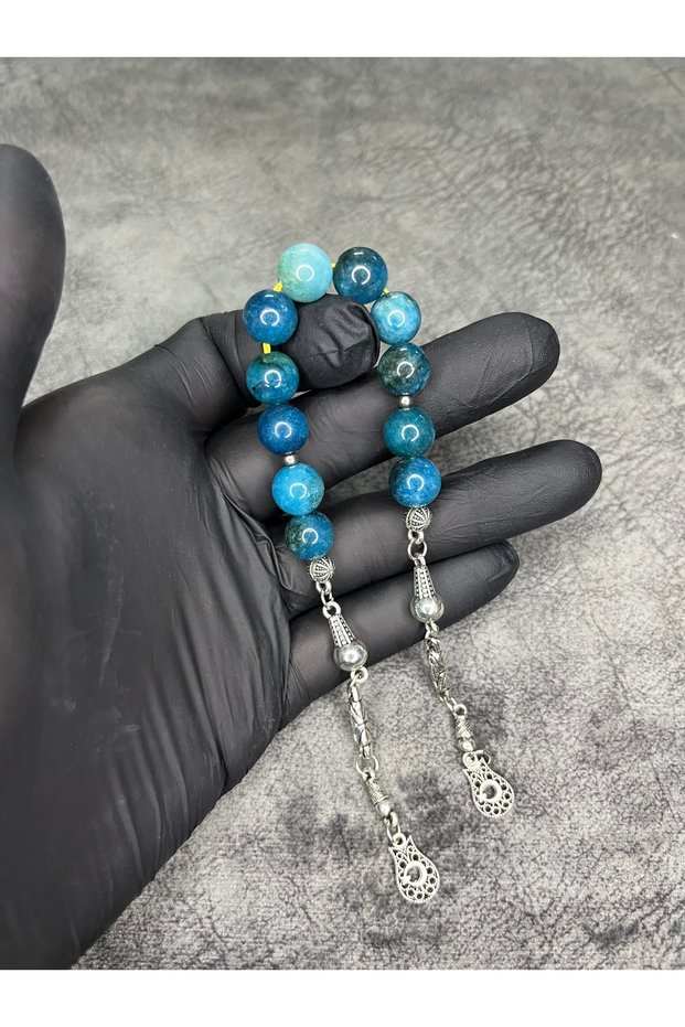 Zaza Sallamalık Blue Agate Natural Stone High-End Prayer Beads