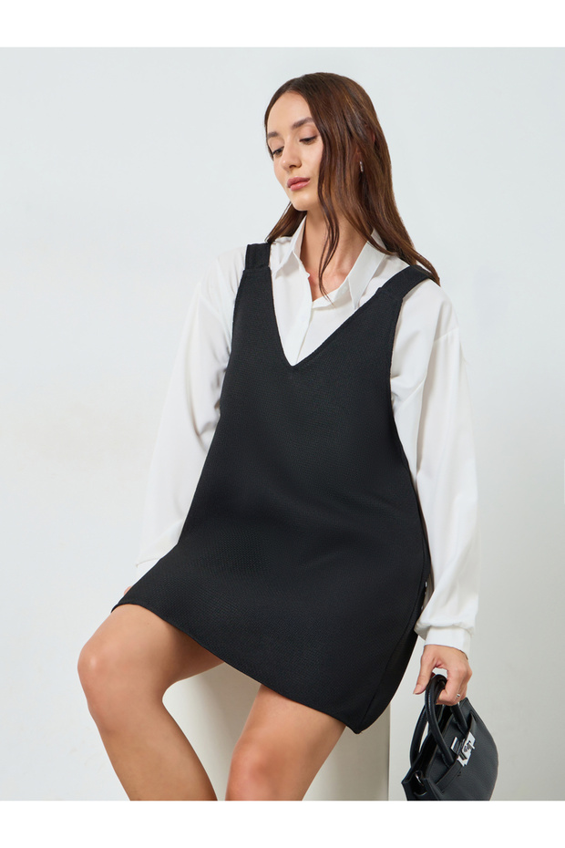 Women Black Sleeveless A-Line Mini Dress