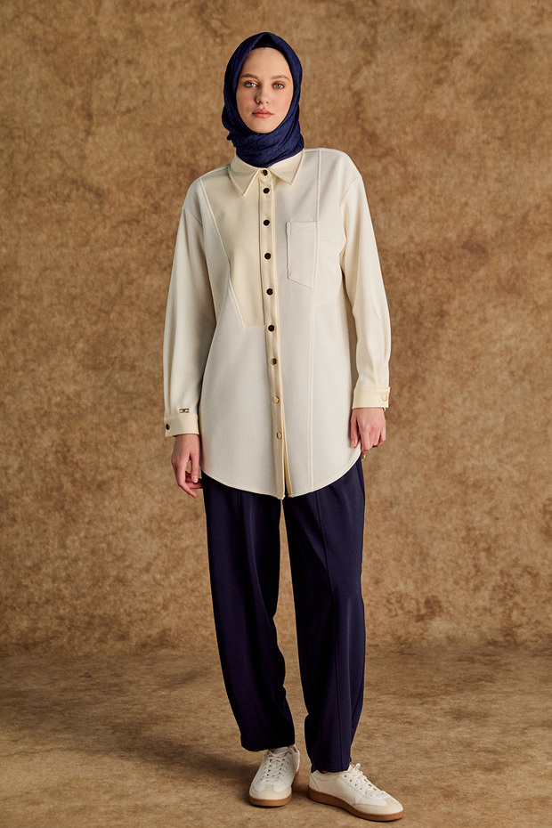 Deri Kombinli Örme Tunik - 2