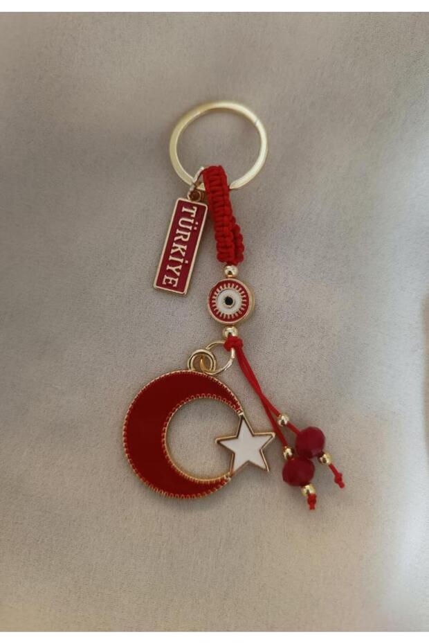 Keychain Moon Star Turkish Flag Bag Ornament Turkey Written Car Rearview Mirror Accessory
