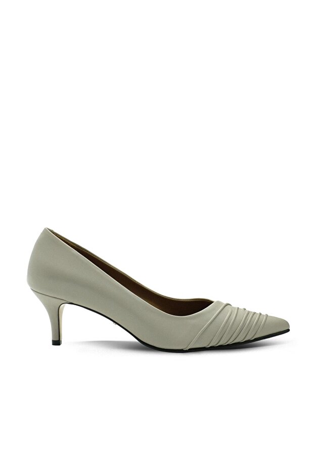 Genuine Leather Pointed Toe Short Heeled Shoes 778 Vi̇zon