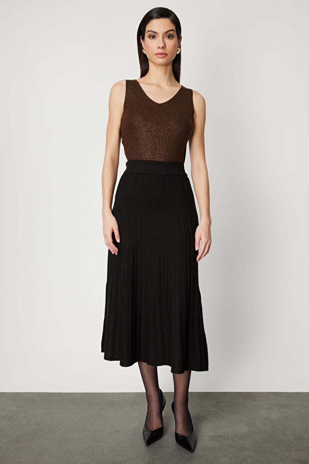 Piliseli Midi Boy Triko Etek - 2