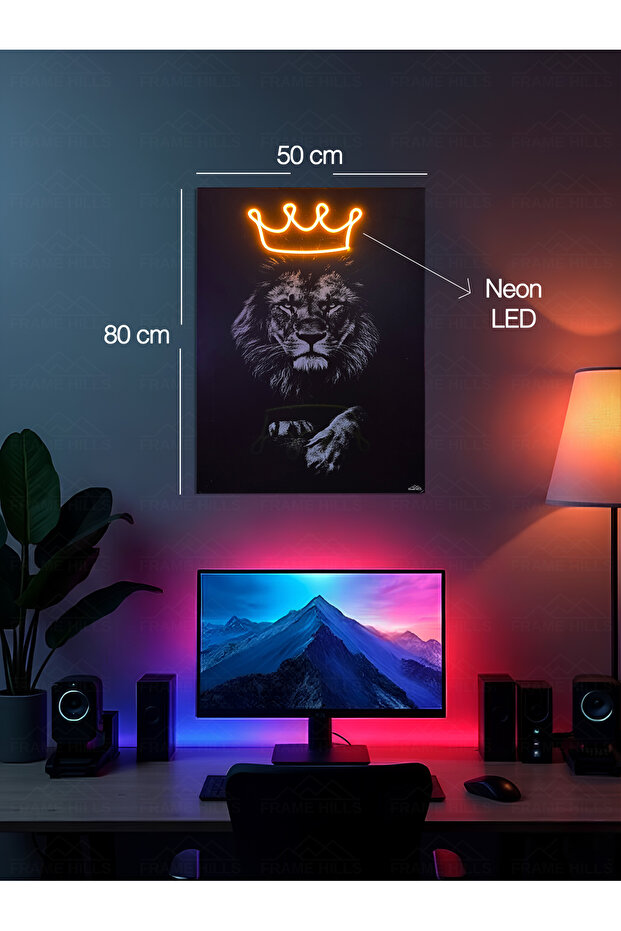 NEON TABLO ASLAN TAÇ