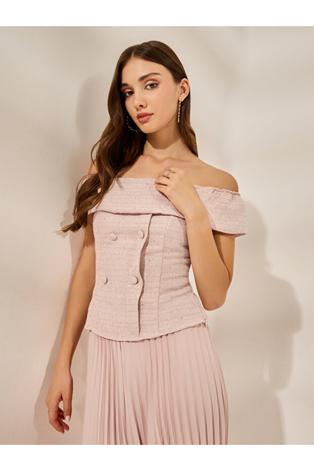 Light Pink Off-Shoulder Top