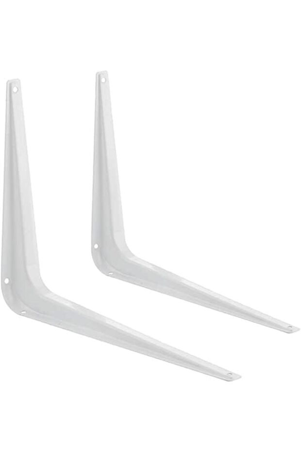 Light Duty Shelf Brackets Tripod Triangle L Brackets 2Pc (8x10 in, White)