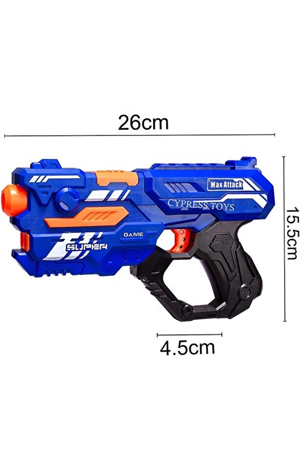 Toy NERF-style pistol with soft foam darts, manual loading, 14 projectiles included - 2