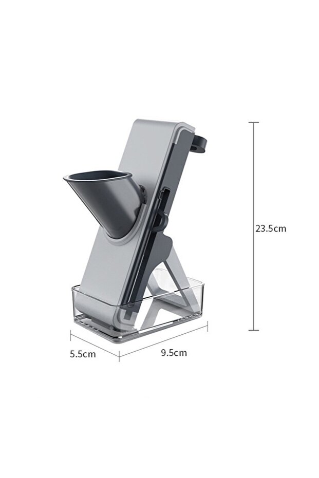 Multifunctional Vegetable Slicer Flippy, Various Cuts, Foldable, Extendable, Grey - 6