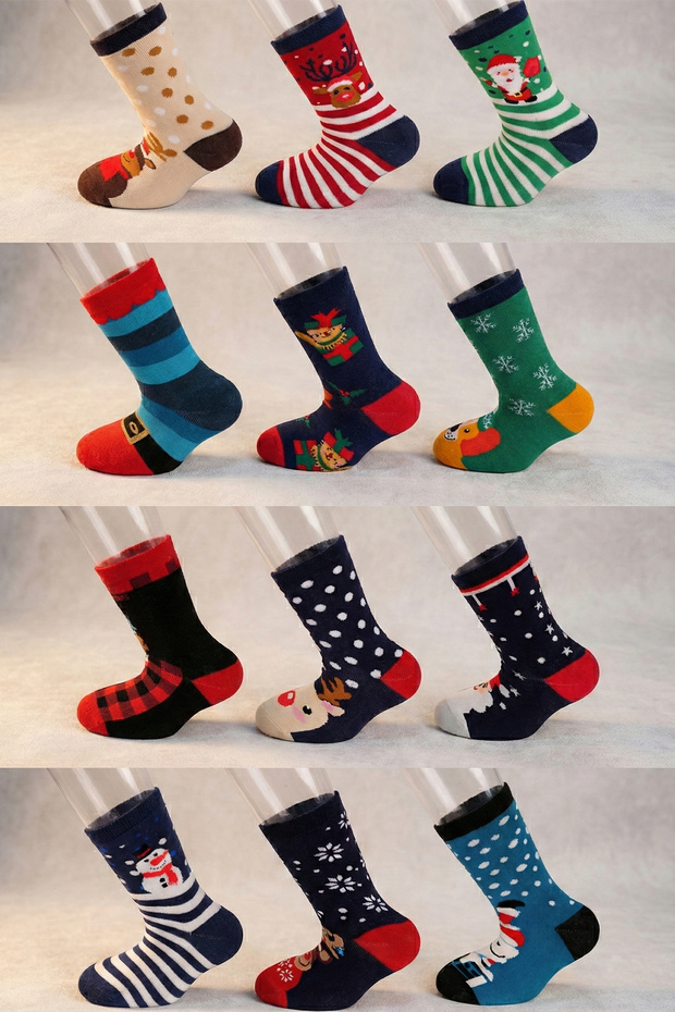 New Year's Children's Socks Set Children's Winter Socks 12 Pieces