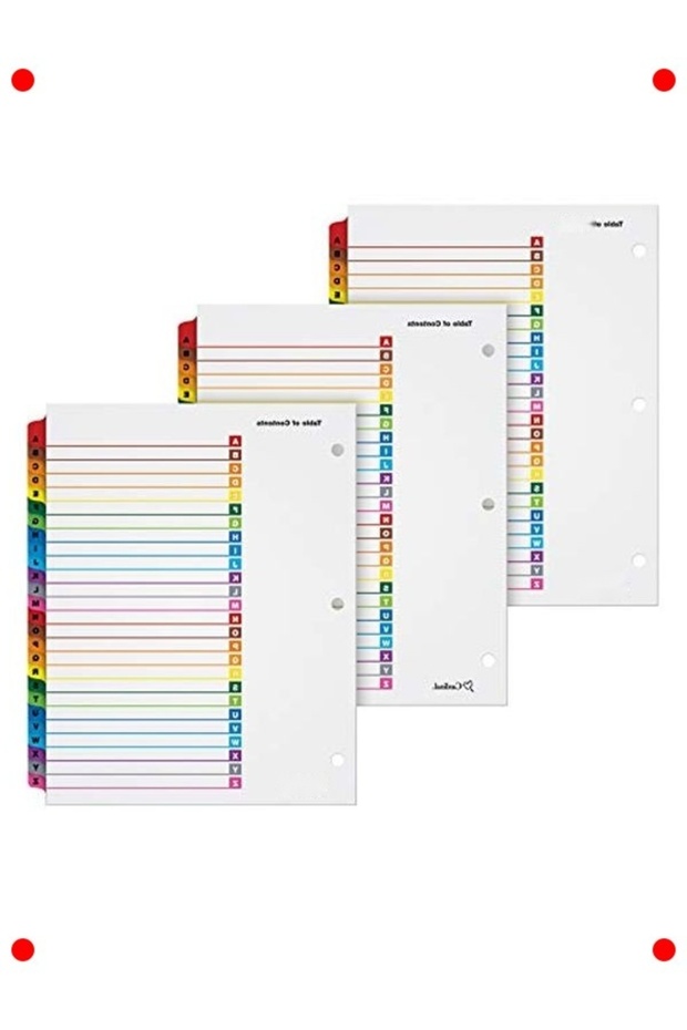 A-Z Folder Divider Set - Compatible with 3-Ring Binder, Multi-Color - 1