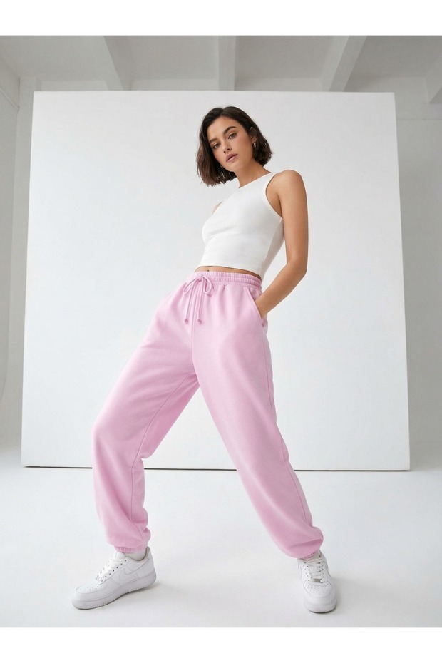 Jogger Solid Color Unprinted Elastic Waist and Leg Opening Soft Three-Ply Fabric Trackpants