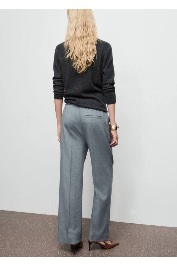 Elastik belli wideleg pantolon - 4