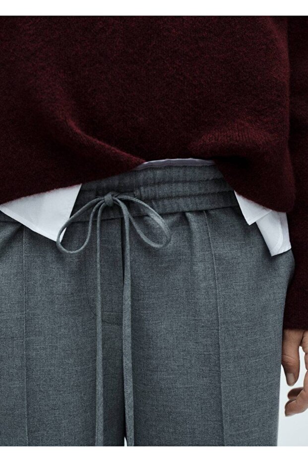 Elastik belli wideleg pantolon - 6