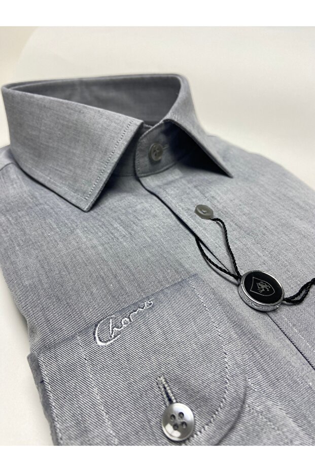 Regularfit Gray Twill Classic Collar Shirt