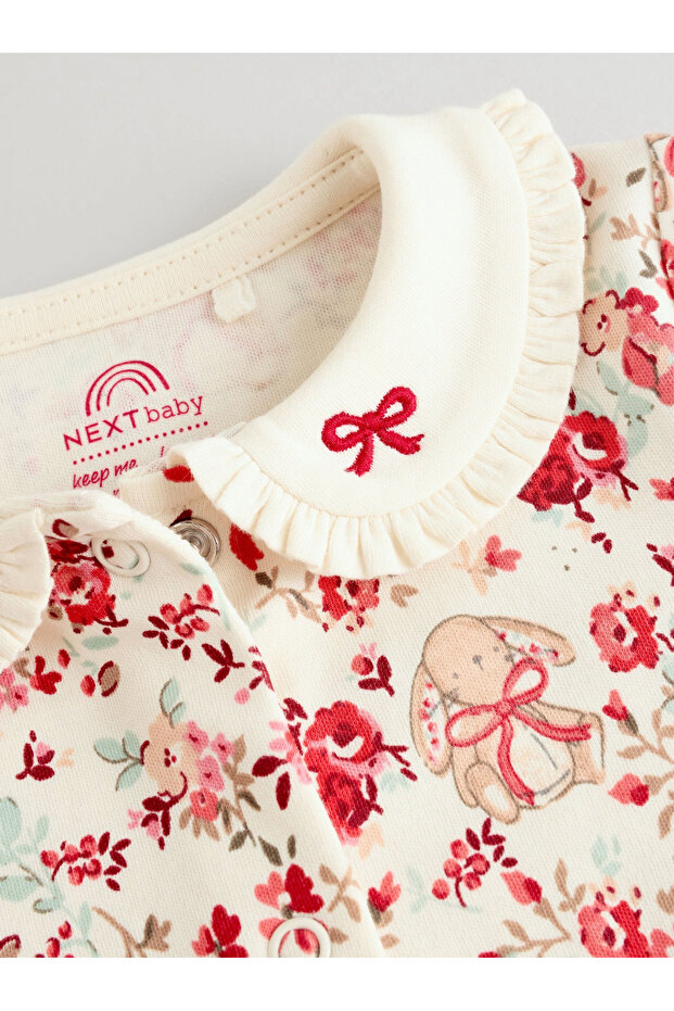 Red Bow Bear Sleepsuits 3 Pack Baby - 4