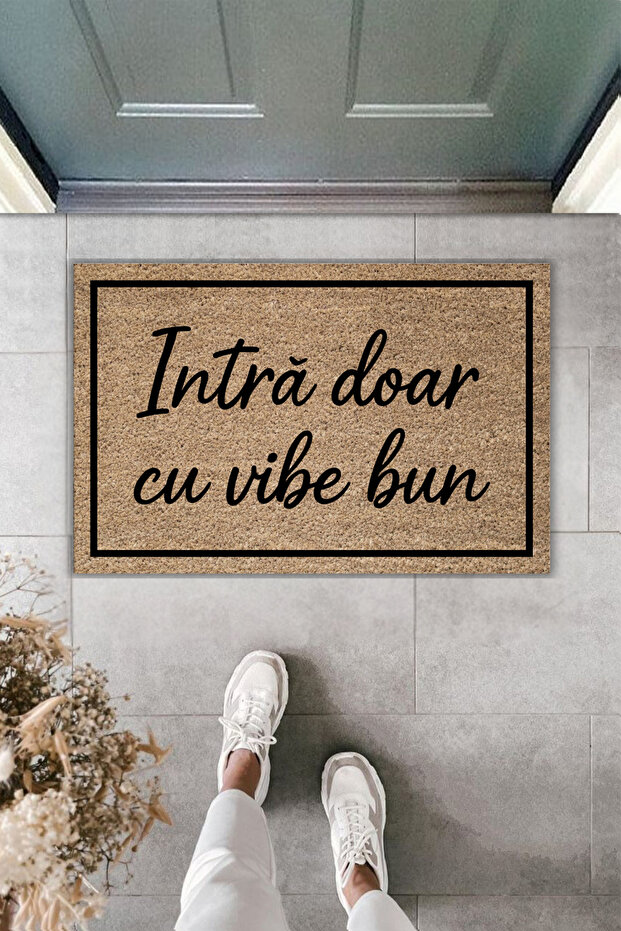 Modern Digital Print Framed Intrá Doar with Vibe Bun Written - Door Mat