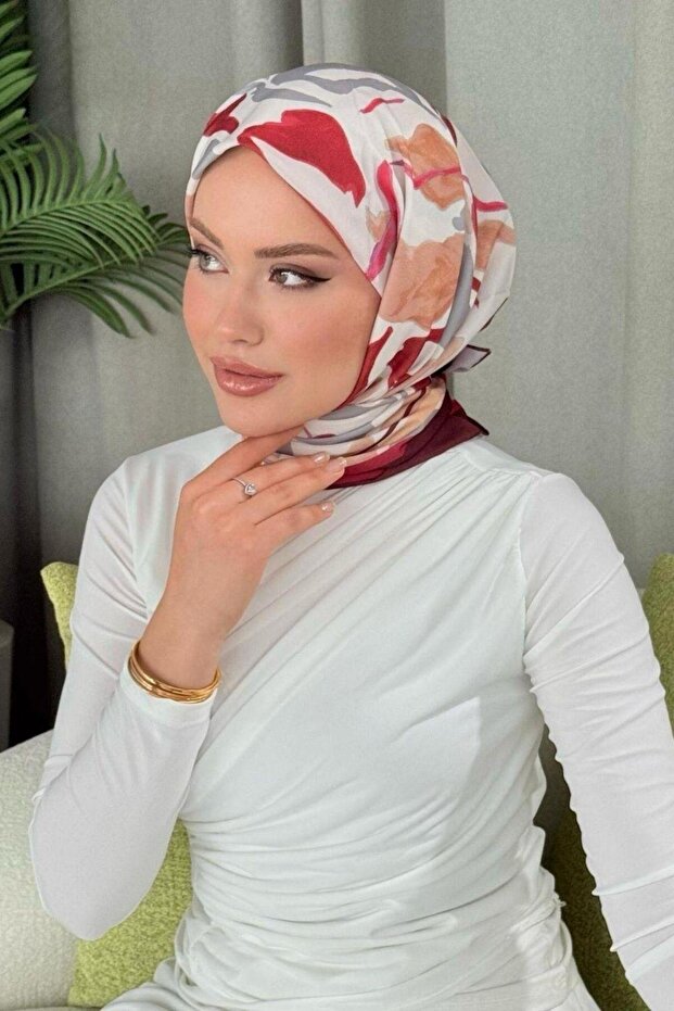 Eșarfă cu model digital roșu - 4