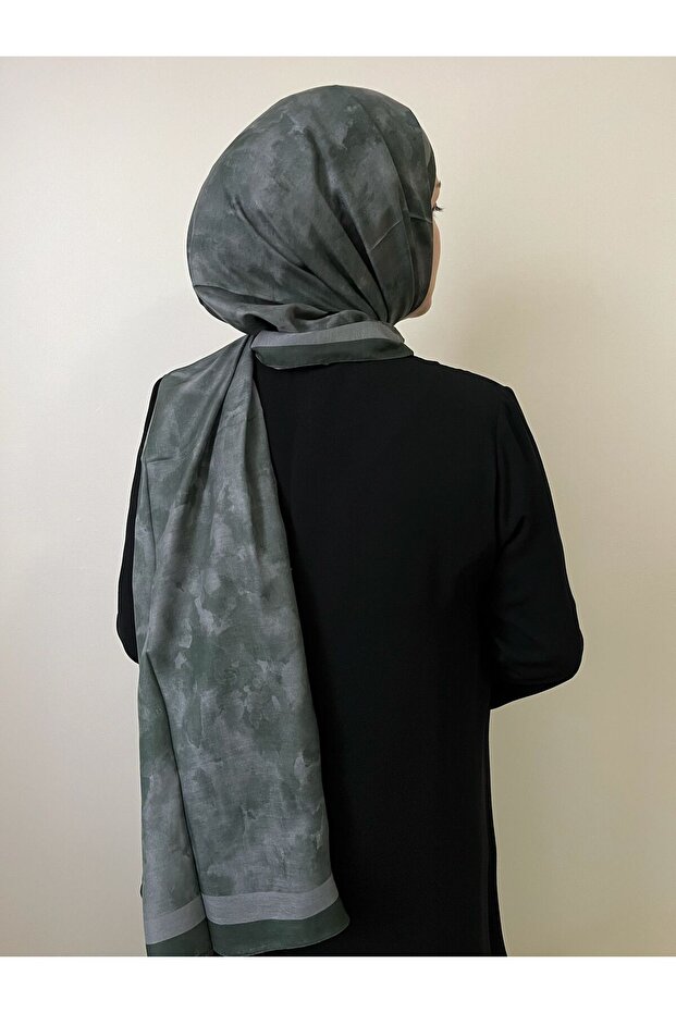Bulut Desen Yeşil Soft Eşarp - 8