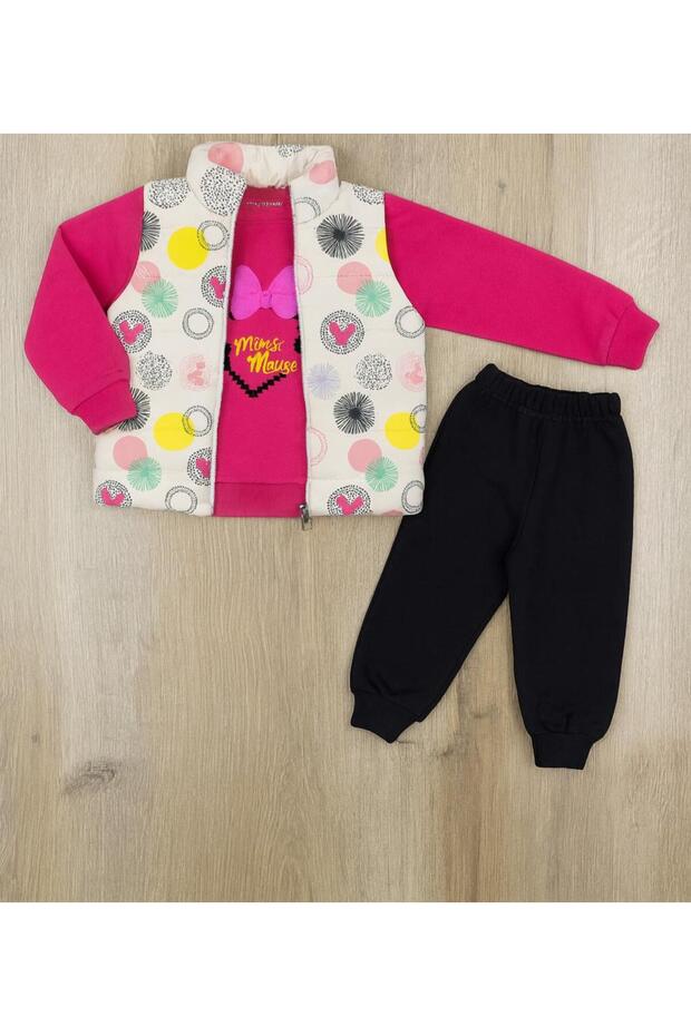 Set of 3, Female Child Inflatable Vest Set Tracksuit, 3-String, Fleece-Lined Set