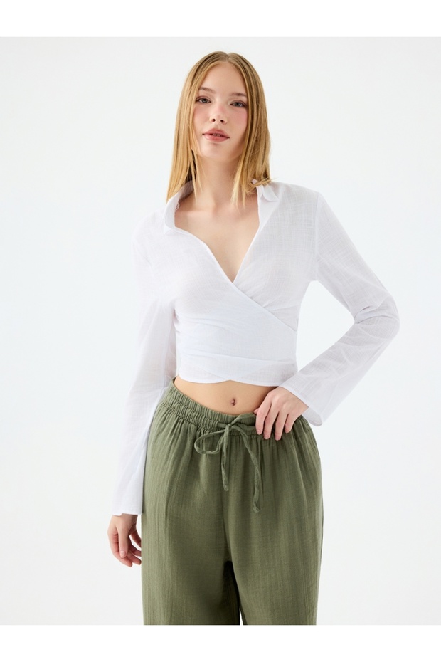 Crop Kadın Gömlek U.kol - 1