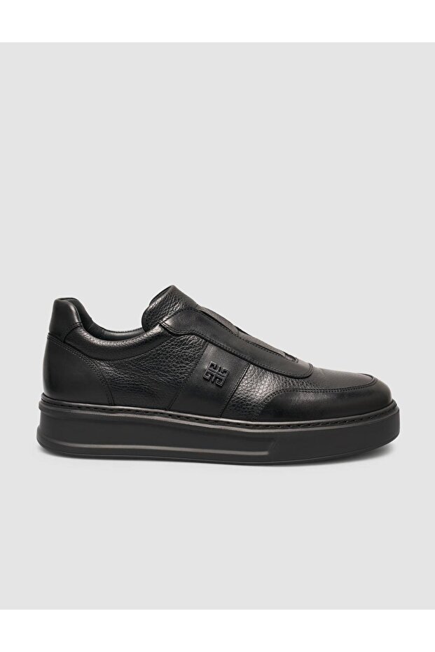 100% Genuine Leather Full Black Men's Sports Shoes