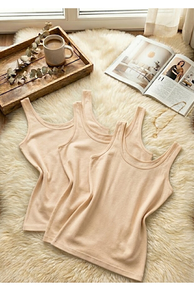 Women's 3-Pack 95% Cotton Thick Strap Stretch Fabric Flexible Undershirt Set