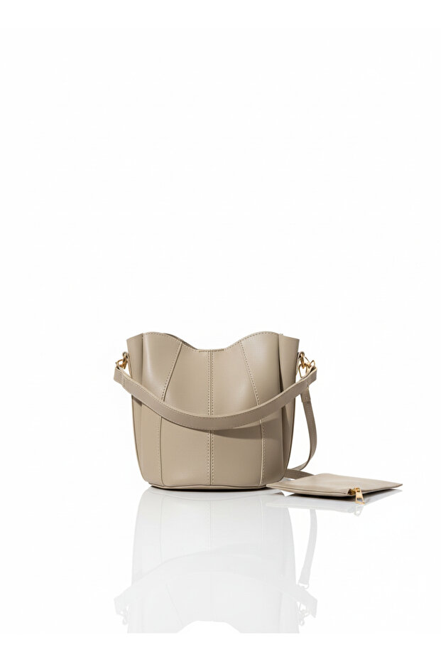 Olea Mink Stitched Pouch Model Wallet Hand and Shoulder Bag