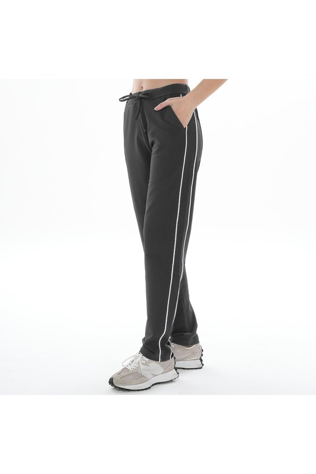 Asn Concept Women's Burgundy High-Waisted Sweatpants with Double Side Stripes (Available in Plus Size)