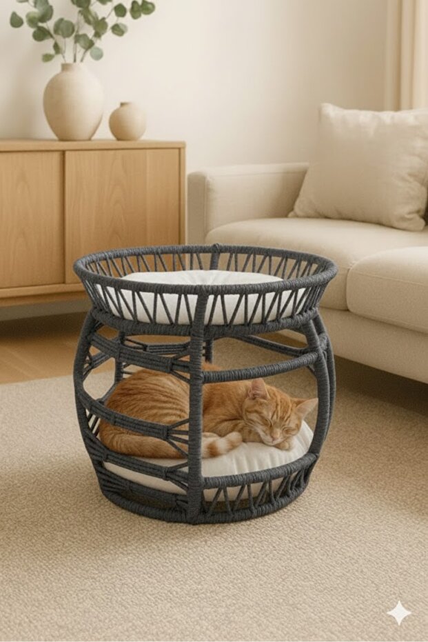 Çift Katlı Bombeli Kedi Yatağı - 1