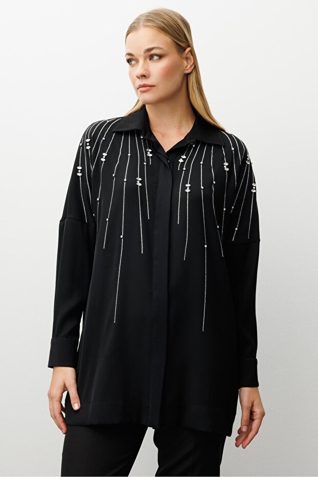 MODAİLGİ OVERSİZE GÖMLEK 10094 Siyah - 1