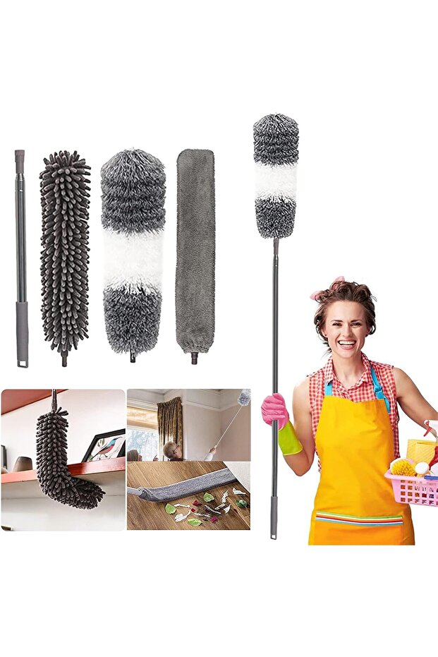 Necomi Microfiber Duster, 4PCS with Extension Pole(Stainless Steel) 30 to 100 Inches