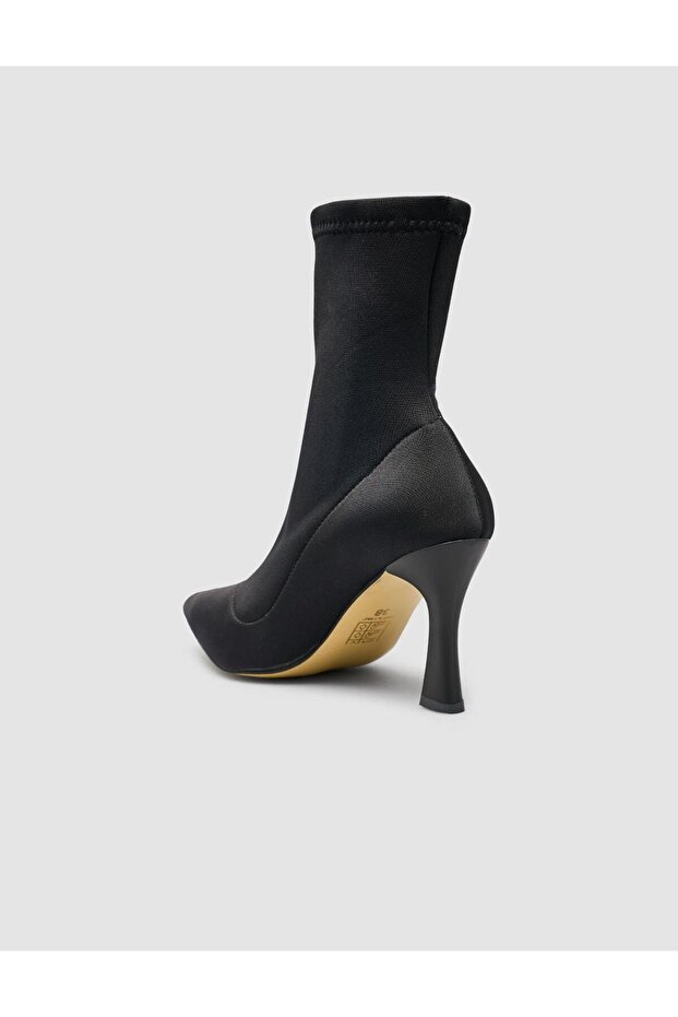 Streç Siyah Kadın Topuklu Bot - 6