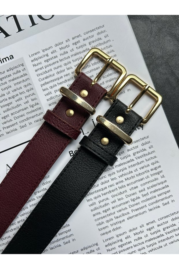 2-Piece Hard Oval Rectangular Pattern Women's Gold Buckle Belt Jacket Belt Dress Belt Trouser Belt