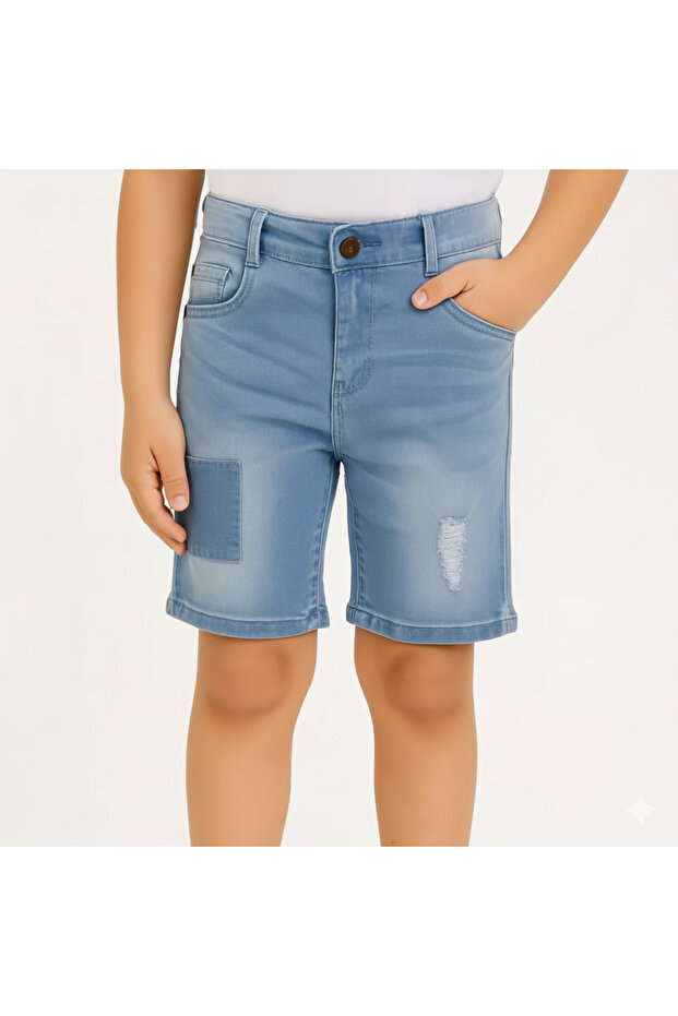 Boy's Rolled-Cuff Denim Shorts