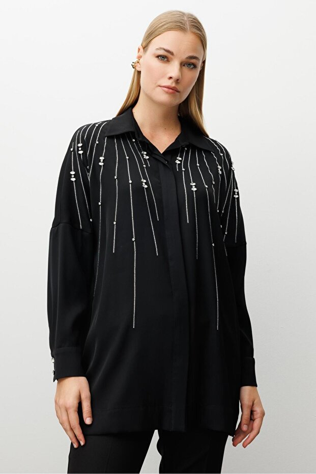 MODAİLGİ OVERSİZE GÖMLEK 10094 Siyah - 3