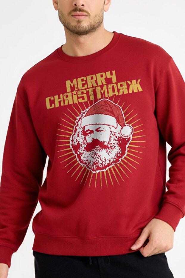 Red Sweatshirt Chrismarx Marx Soviet Funny New Year Noel Christmas New Year 2026 Red Sweatshirt