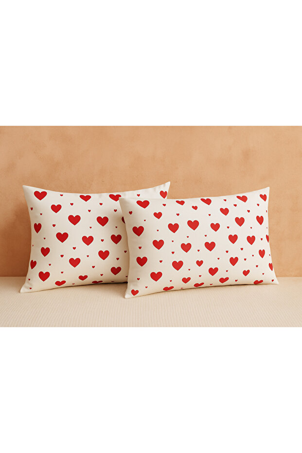 100% Cotton Heart Patterned Pillowcase Set of 2