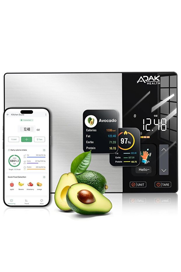 Smart Nutrition Food Scale with TFT Display — App Sync, Tracks Calories & Nutrients