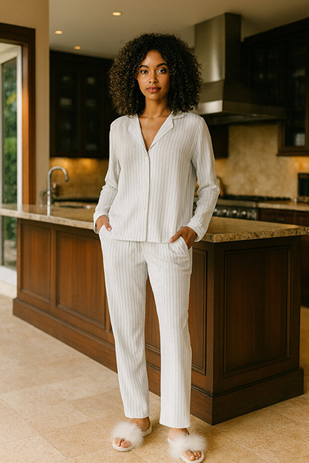 Premium Striped Women's Pajama Set – Stylish and Comfortable Design (S–Xl)