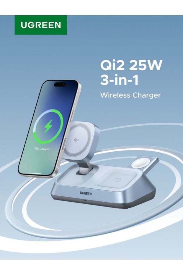 Qi2 25W 3-in-1 Foldable MagSafe Wireless Charger for iPhone, Apple Watch, AirPods
