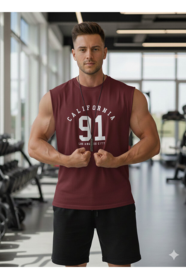 قميص رجالي بدون أكمام كاليفورنيا 91 با مطبوع -SHIRT