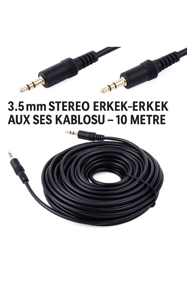 3.5mm Stereo Male-To-Male Aux Audio Cable – 10 Meters