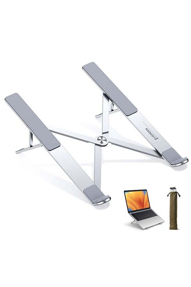 Aluminum Adjustable Laptop Stand - Ergonomic Eye-Level Riser with Storage Bag